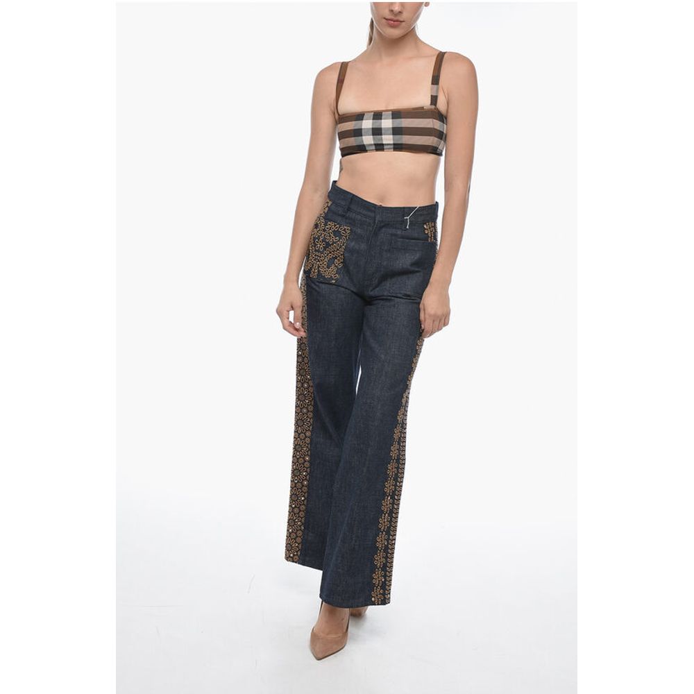 Dior Dark Wash Palazzo Denims with Embroideries 28cm