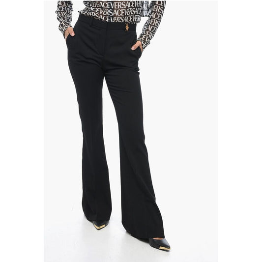 Versace Wool Blend Bootcut Pants with Jeweled Detail