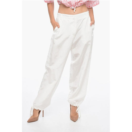 MSGM Flax Blend Pants with Drawtringed Cuffs