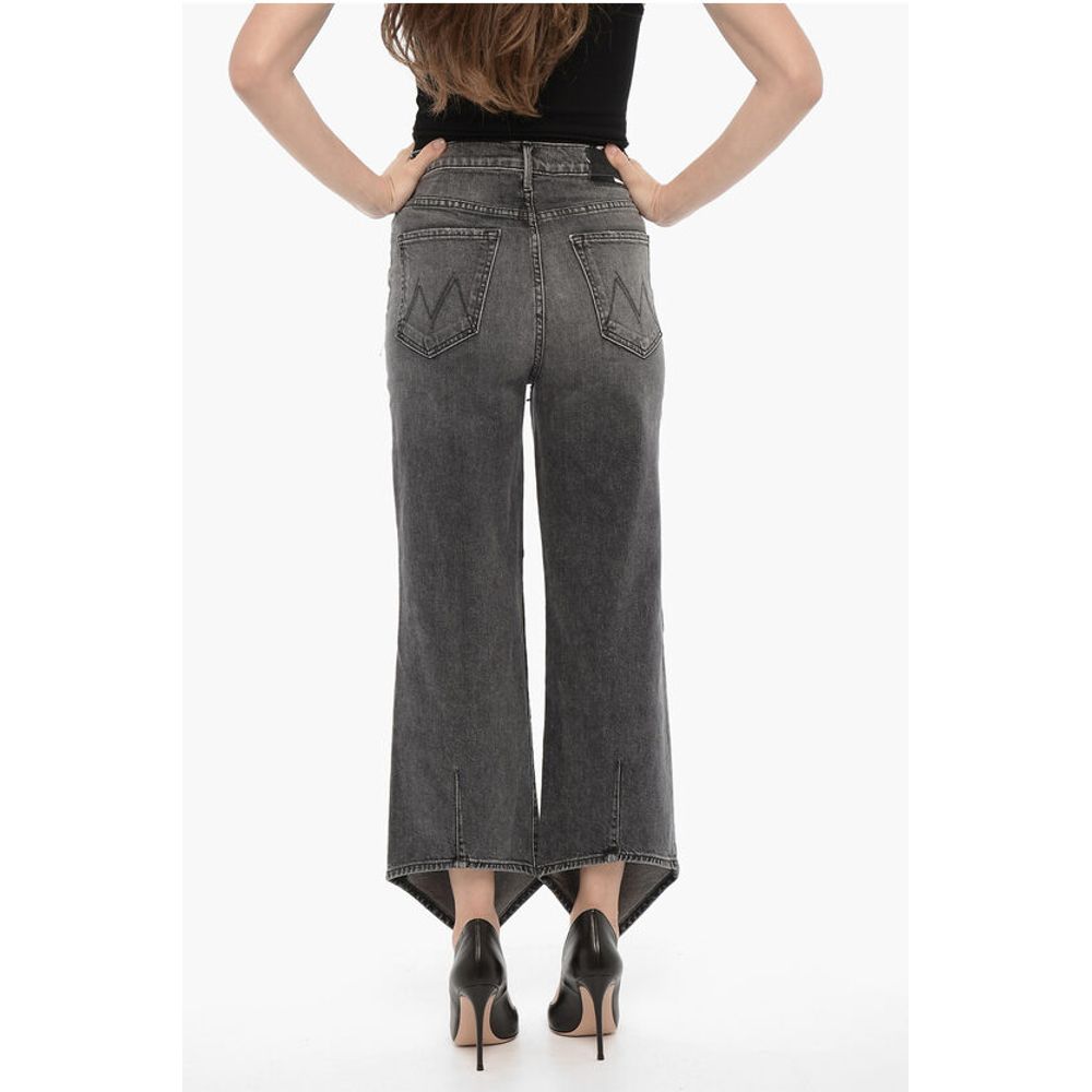 Mother Denim Dark Wash THE DAGGER FLOOD Jeans With Asymmetrical Ankle 25c