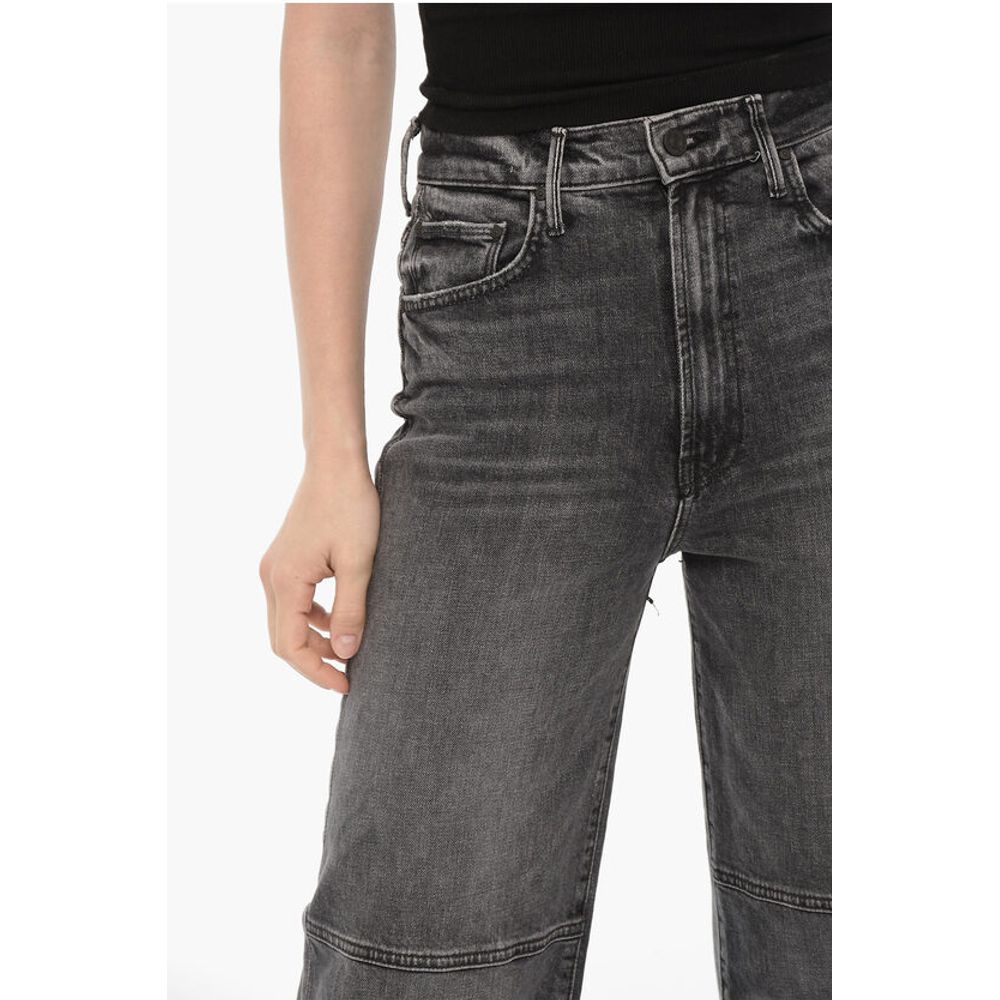 Mother Denim Dark Wash THE DAGGER FLOOD Jeans With Asymmetrical Ankle 25c