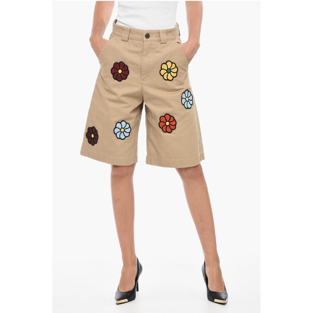 Moncler JW ANDERSON Coated Cotton Bermuda Shorts with Crochet Patche