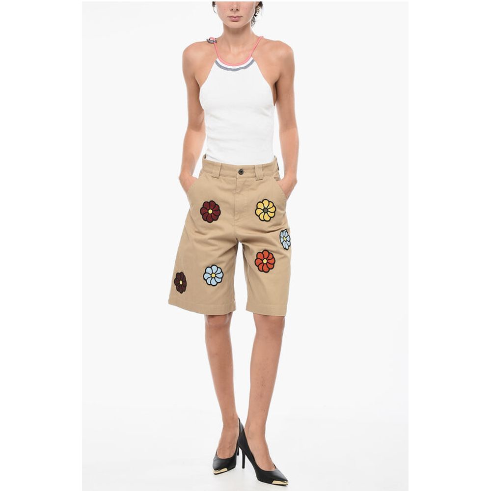 Moncler JW ANDERSON Coated Cotton Bermuda Shorts with Crochet Patche