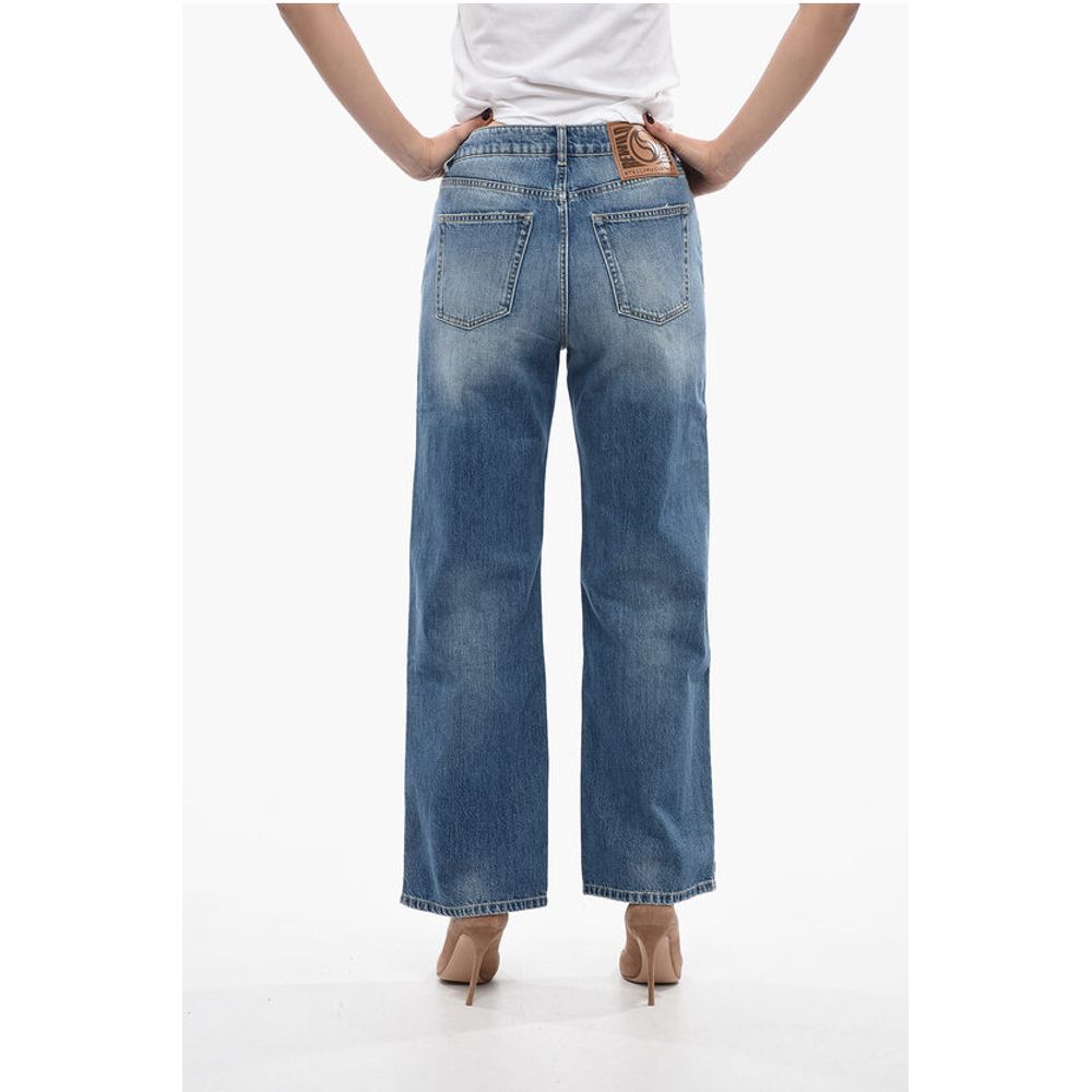 Stella McCartney Cropped Straight Fit Denims with Side Zips 26cm