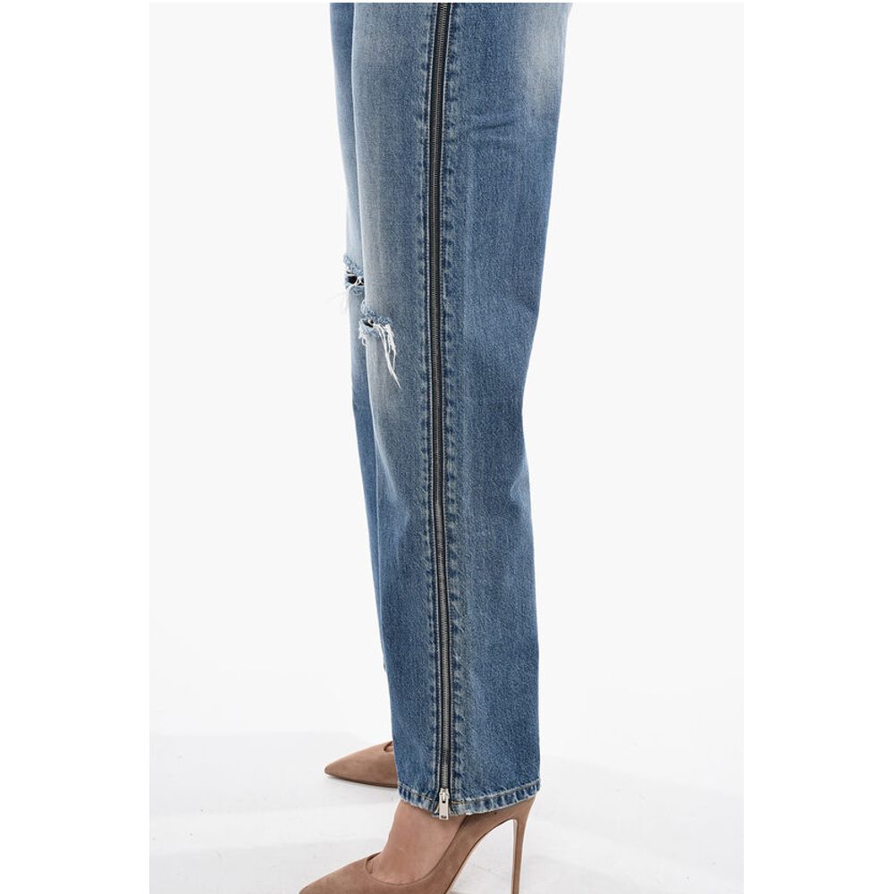 Stella McCartney Cropped Straight Fit Denims with Side Zips 26cm