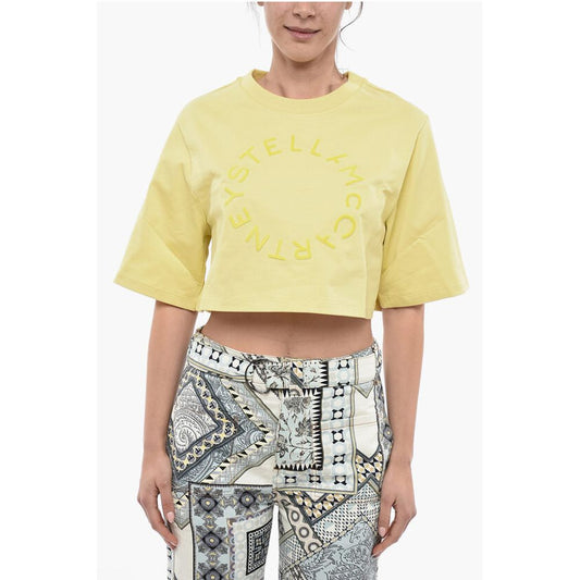 Stella McCartney Organic Cotton Crop T-Shirt with Flocked Logo