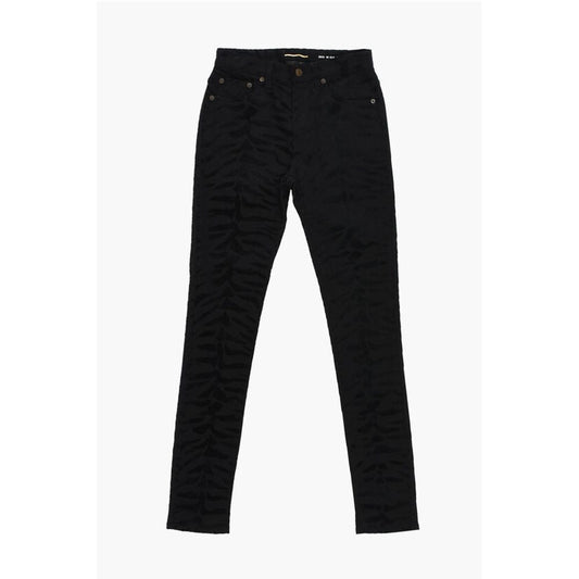 Saint Laurent Skinny Fit Denims with Jacquard Tiger Motif