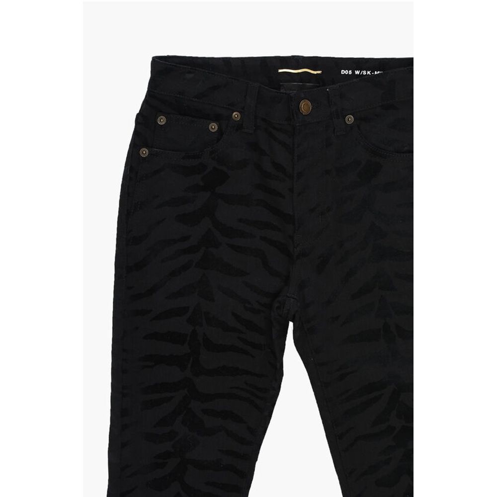 Saint Laurent Skinny Fit Denims with Jacquard Tiger Motif