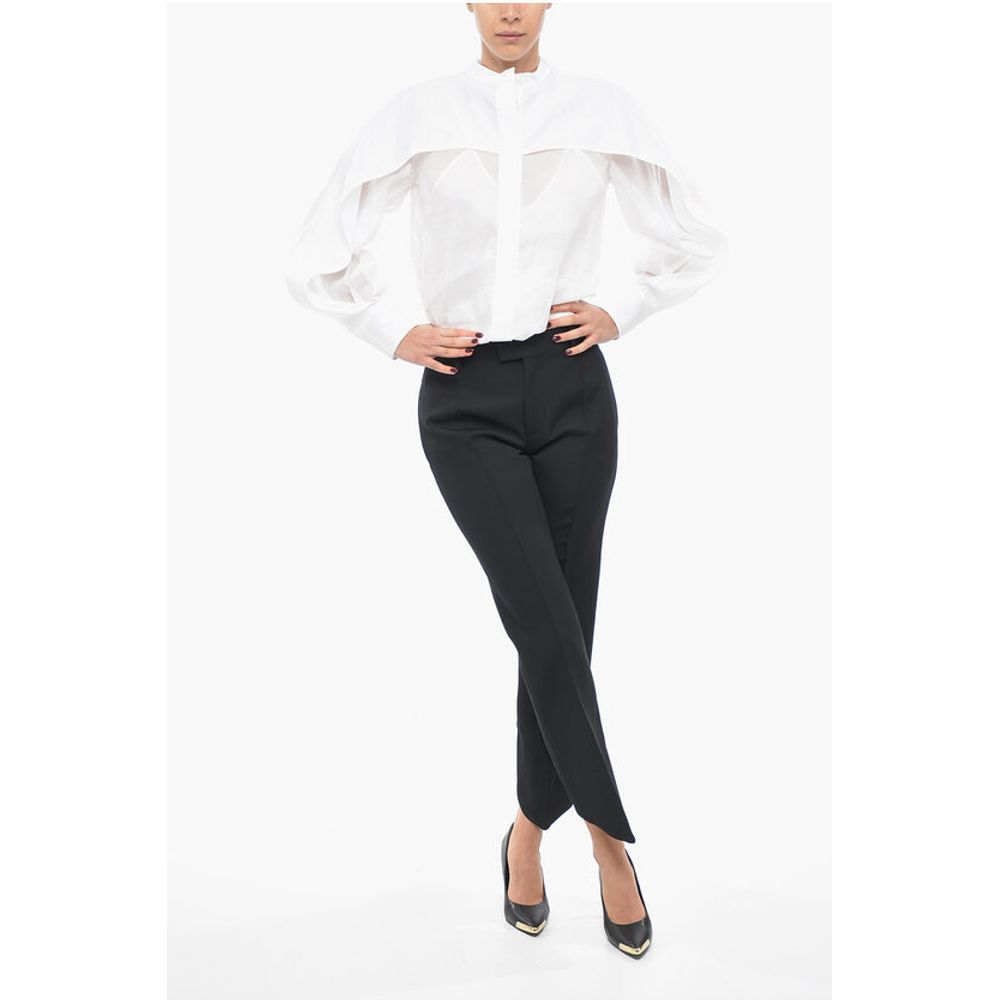 Bottega Veneta Wool Front-pleated Pants with Curved Design