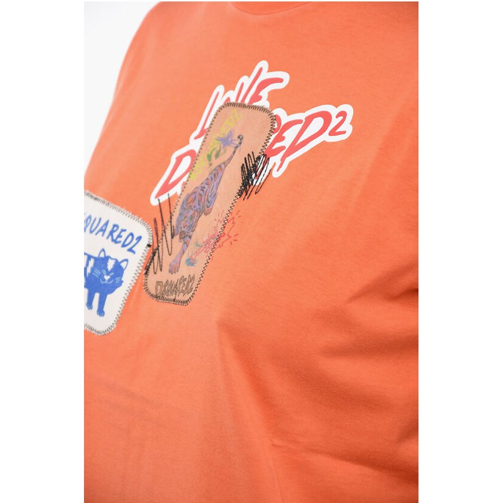 Dsquared² Crew Neck Cotton T-Shirt with Patches