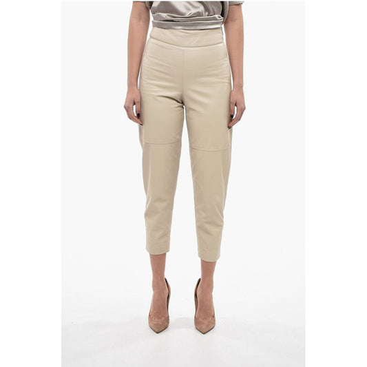 Brunello Cucinelli High-waisted Leather Pants with Side Zip