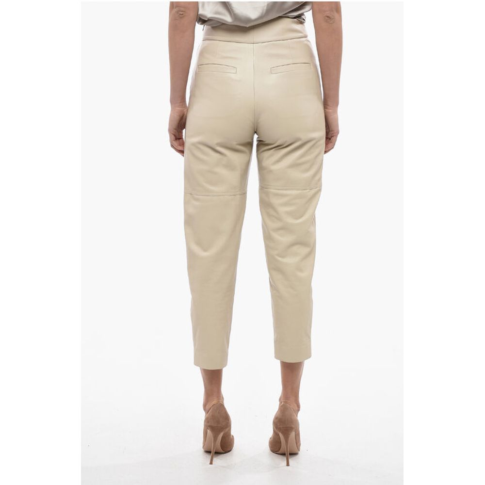 Brunello Cucinelli High-waisted Leather Pants with Side Zip