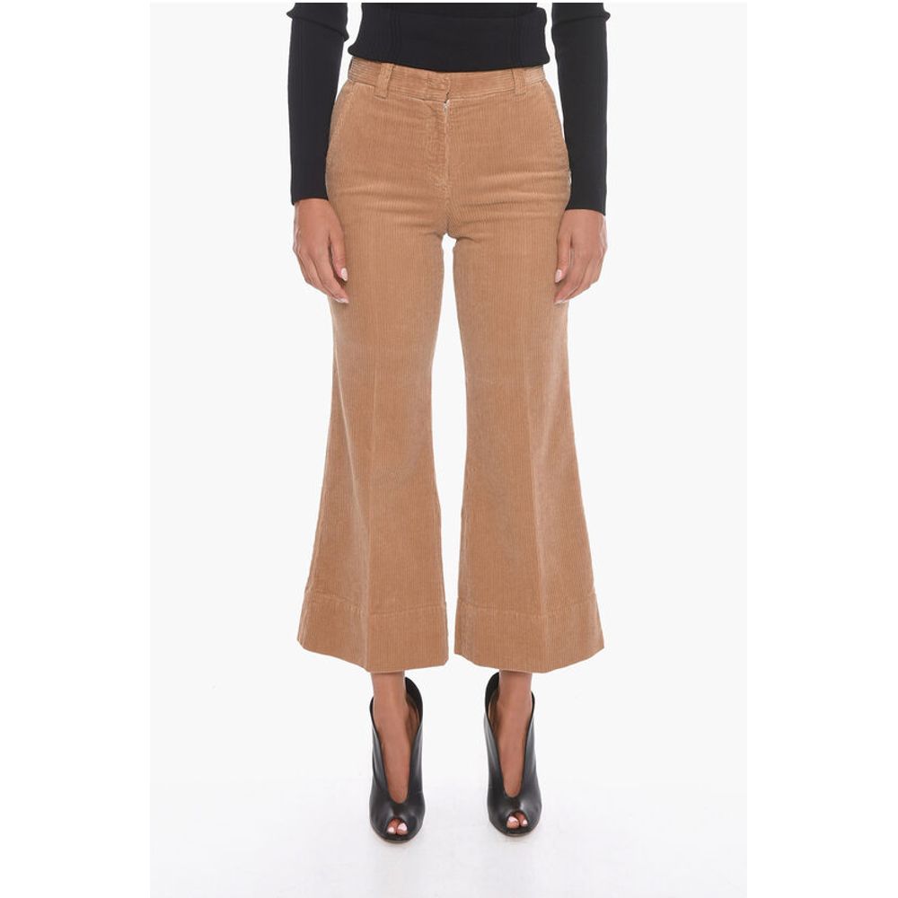 QL2 Corduroy Palazzo Trousers with Cropped Leg