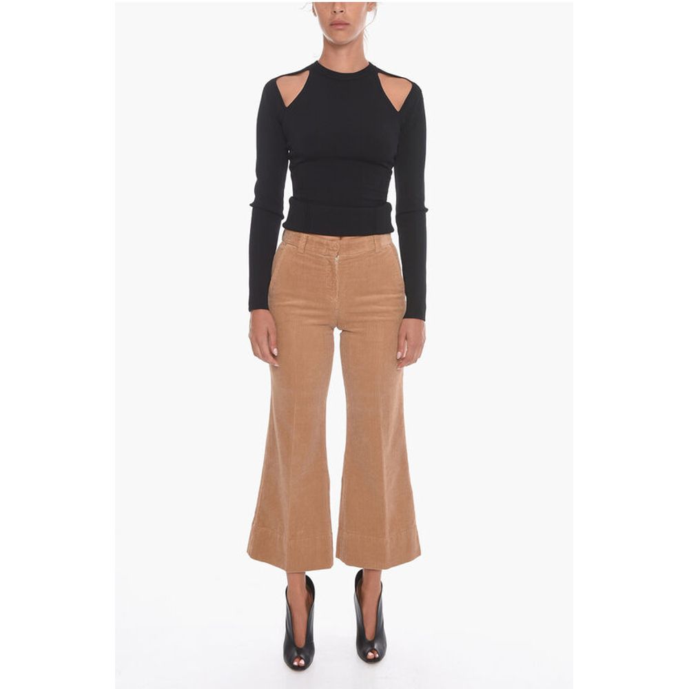 QL2 Corduroy Palazzo Trousers with Cropped Leg