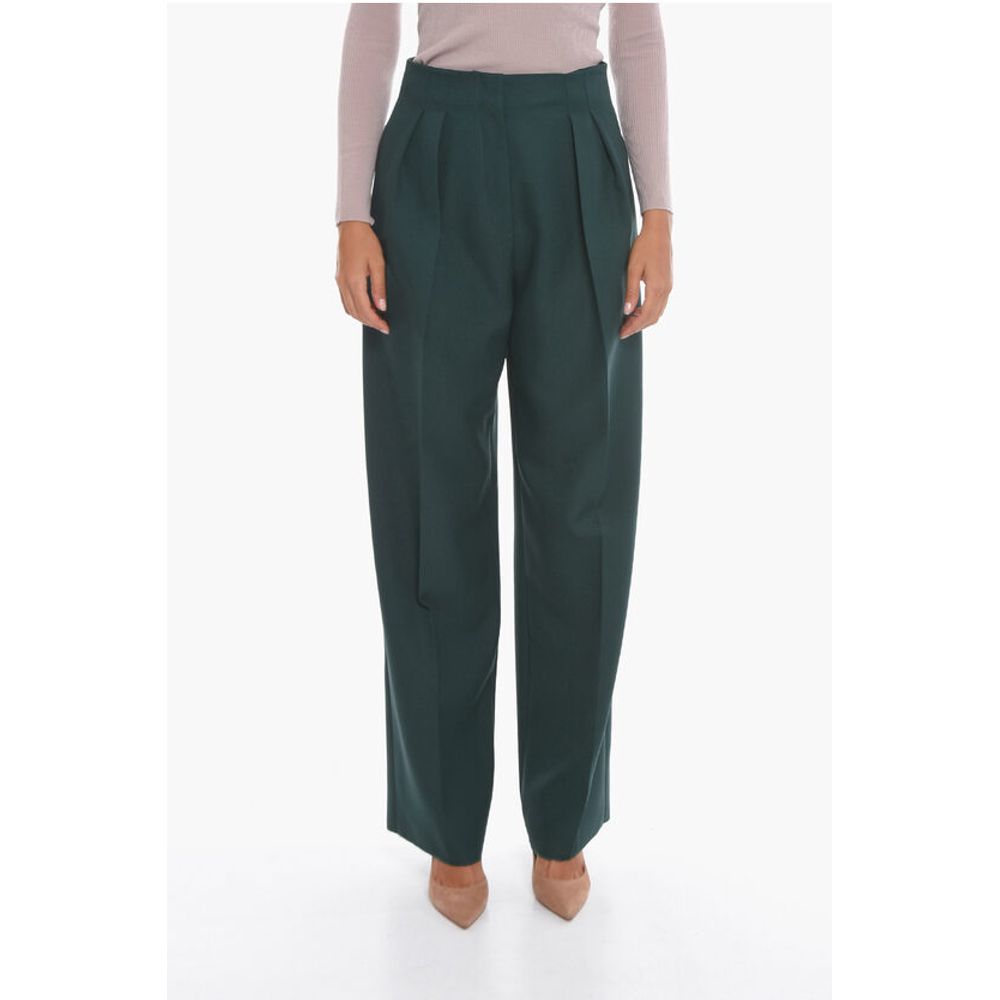 Super Blond Front-pleated Trousers with Wide-leg