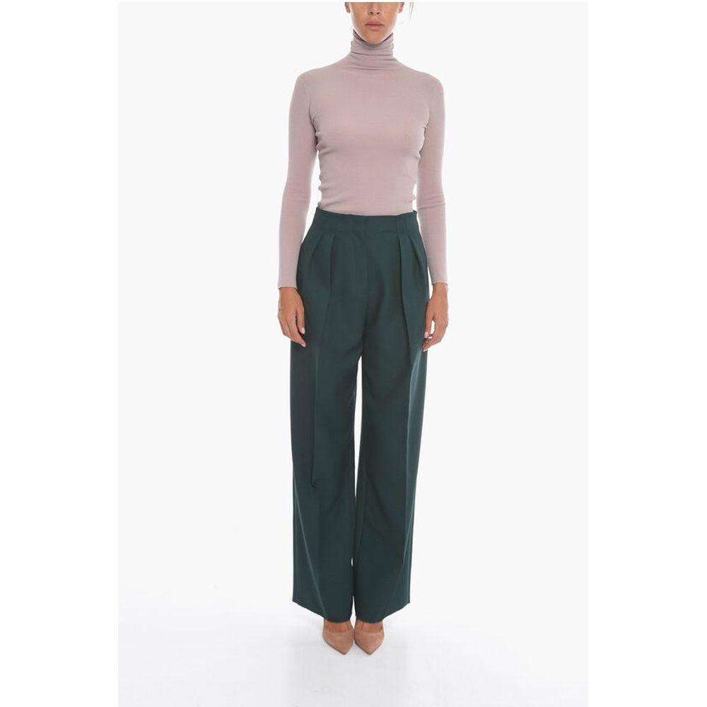 Super Blond Front-pleated Trousers with Wide-leg