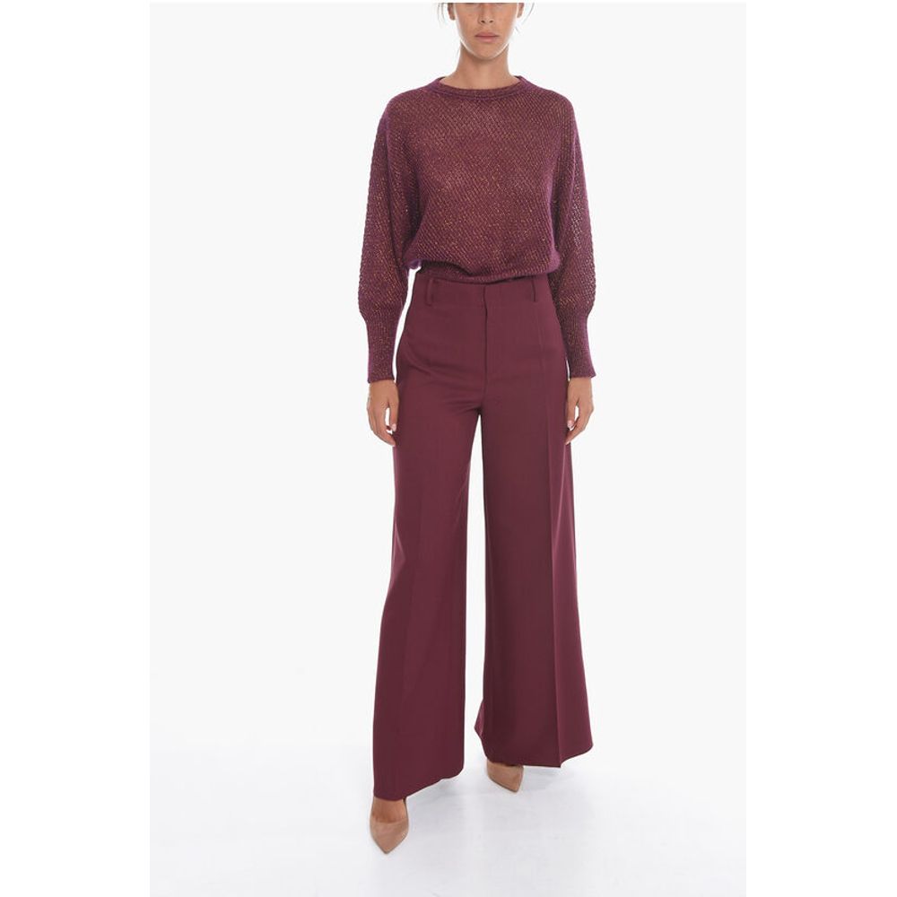 Super Blond Palazzo Trousers with Front-pleat