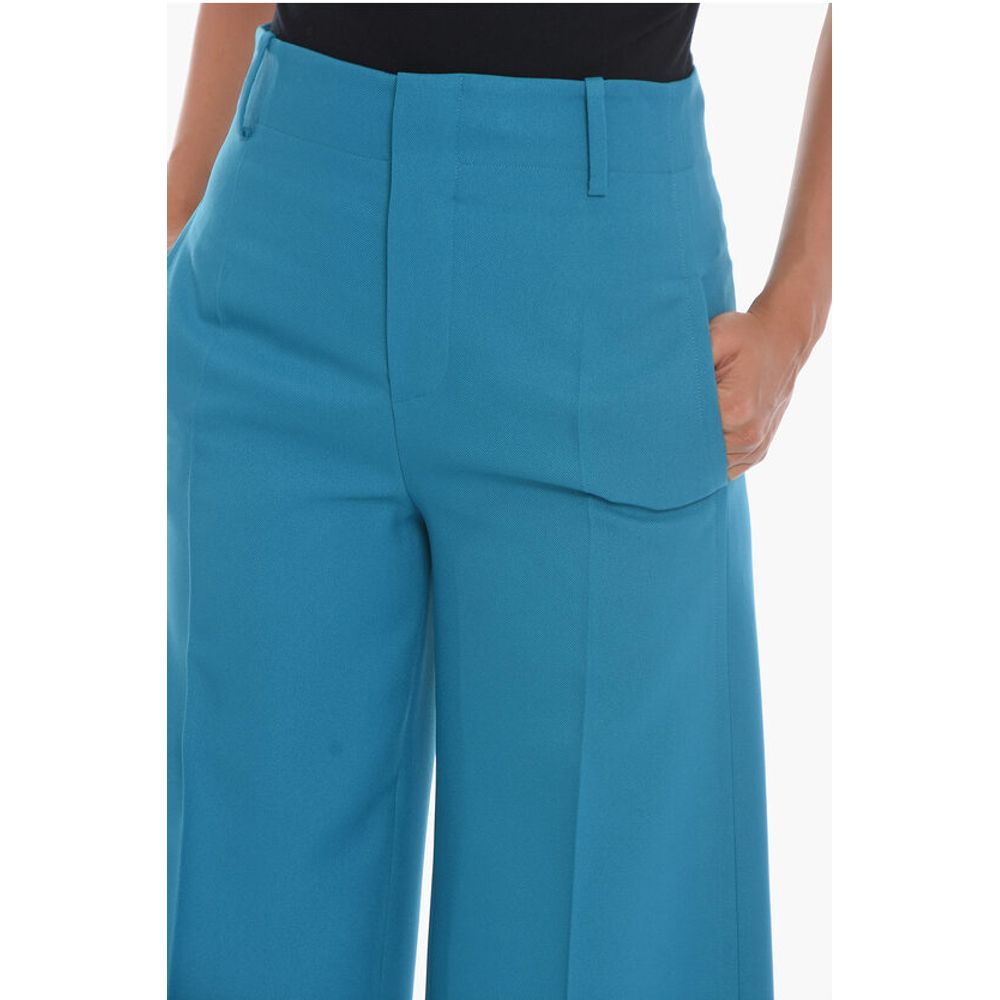 Super Blond Palazzo Trousers with Front-pleat