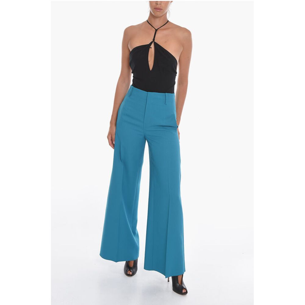 Super Blond Palazzo Trousers with Front-pleat