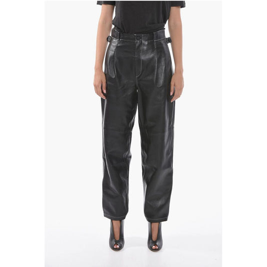 The Mannei Leather SHOBAK High-waisted Pants with Single Pleat