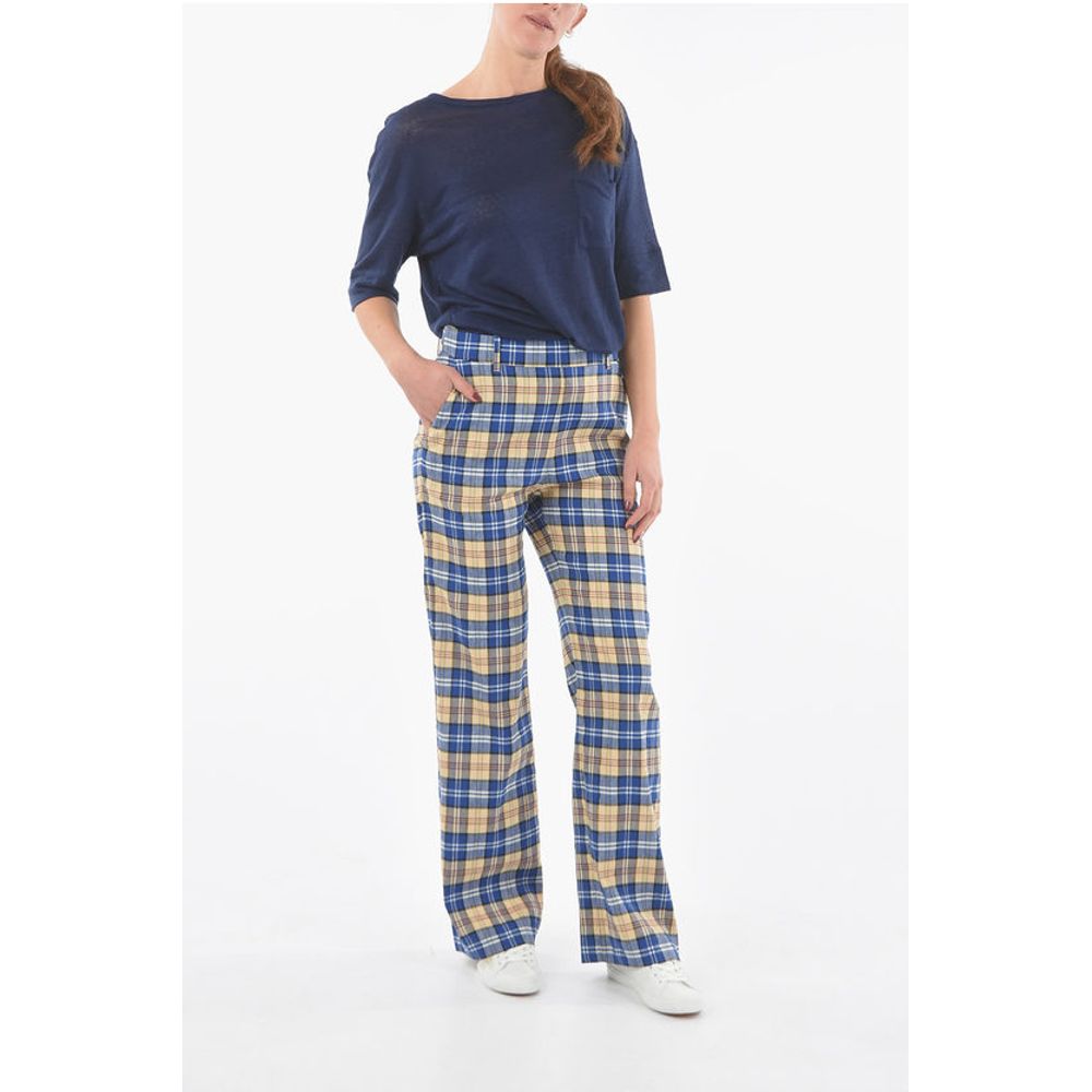 Woolrich Tartan Checked Palazzo Pants with Belt Loops