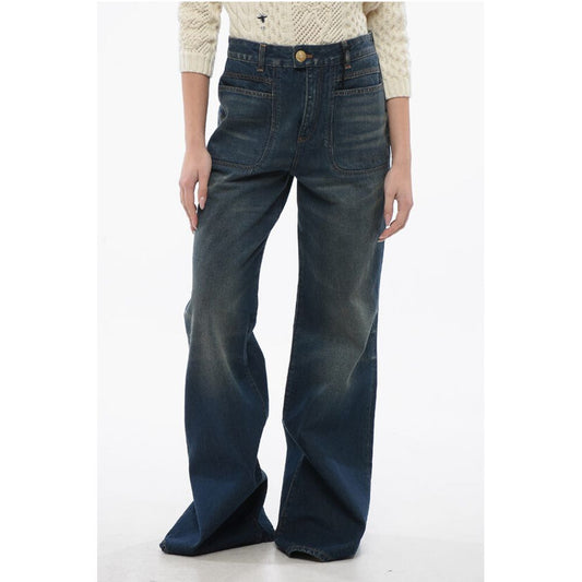 Balmain 4-Pocketed Flared Fit Denims with Jewel Button