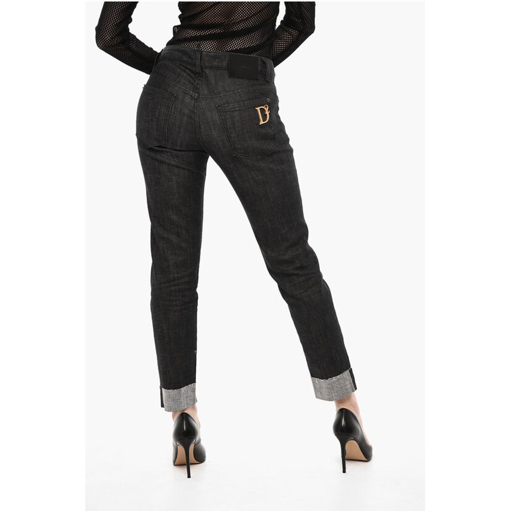 Dsquared² Dark Wash JENNIFER Cropped Jeans with Golden Logo