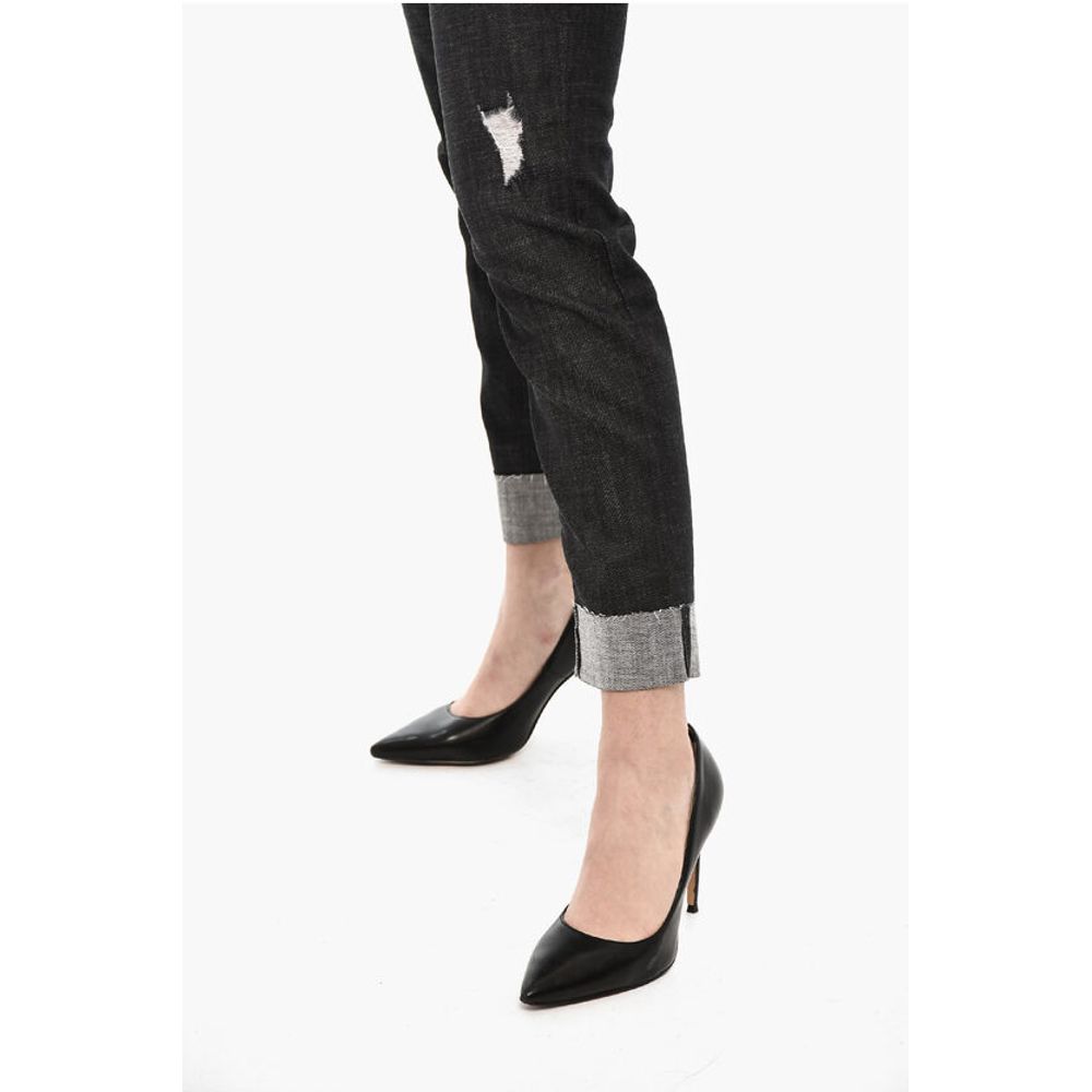 Dsquared² Dark Wash JENNIFER Cropped Jeans with Golden Logo