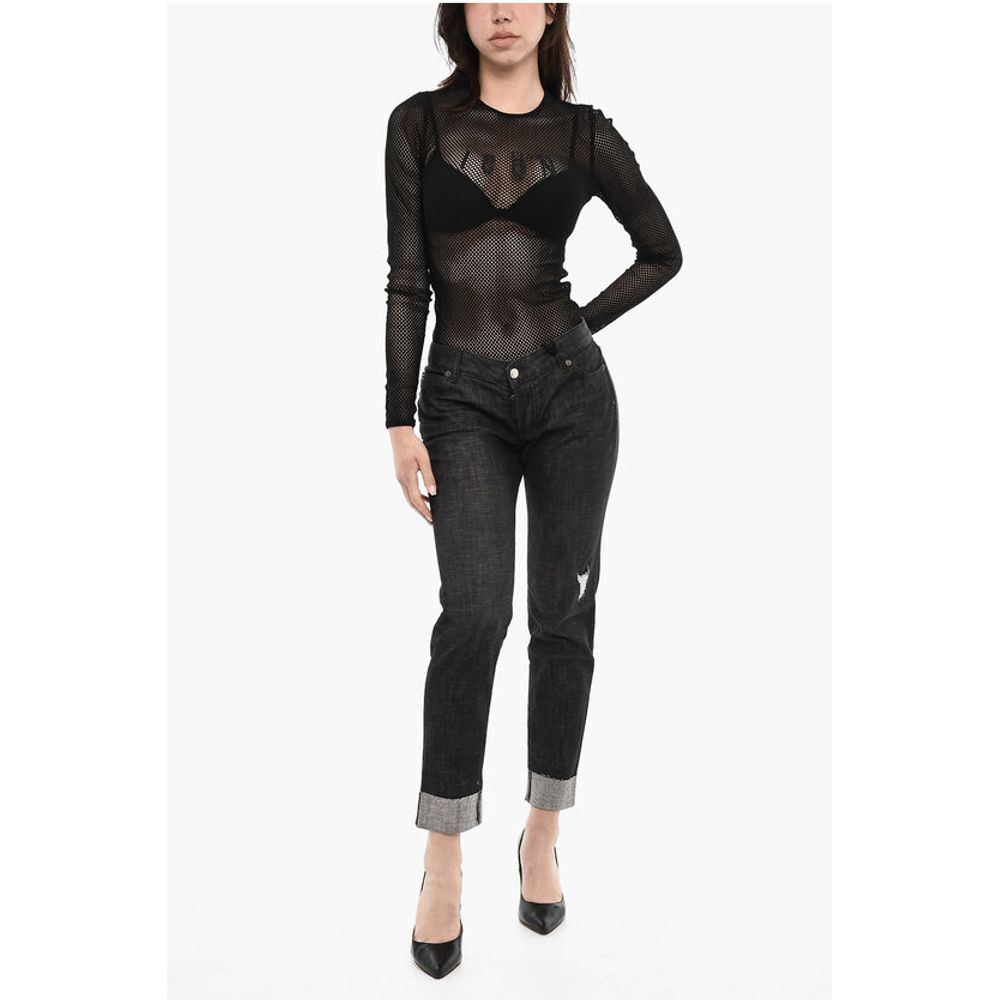 Dsquared² Dark Wash JENNIFER Cropped Jeans with Golden Logo