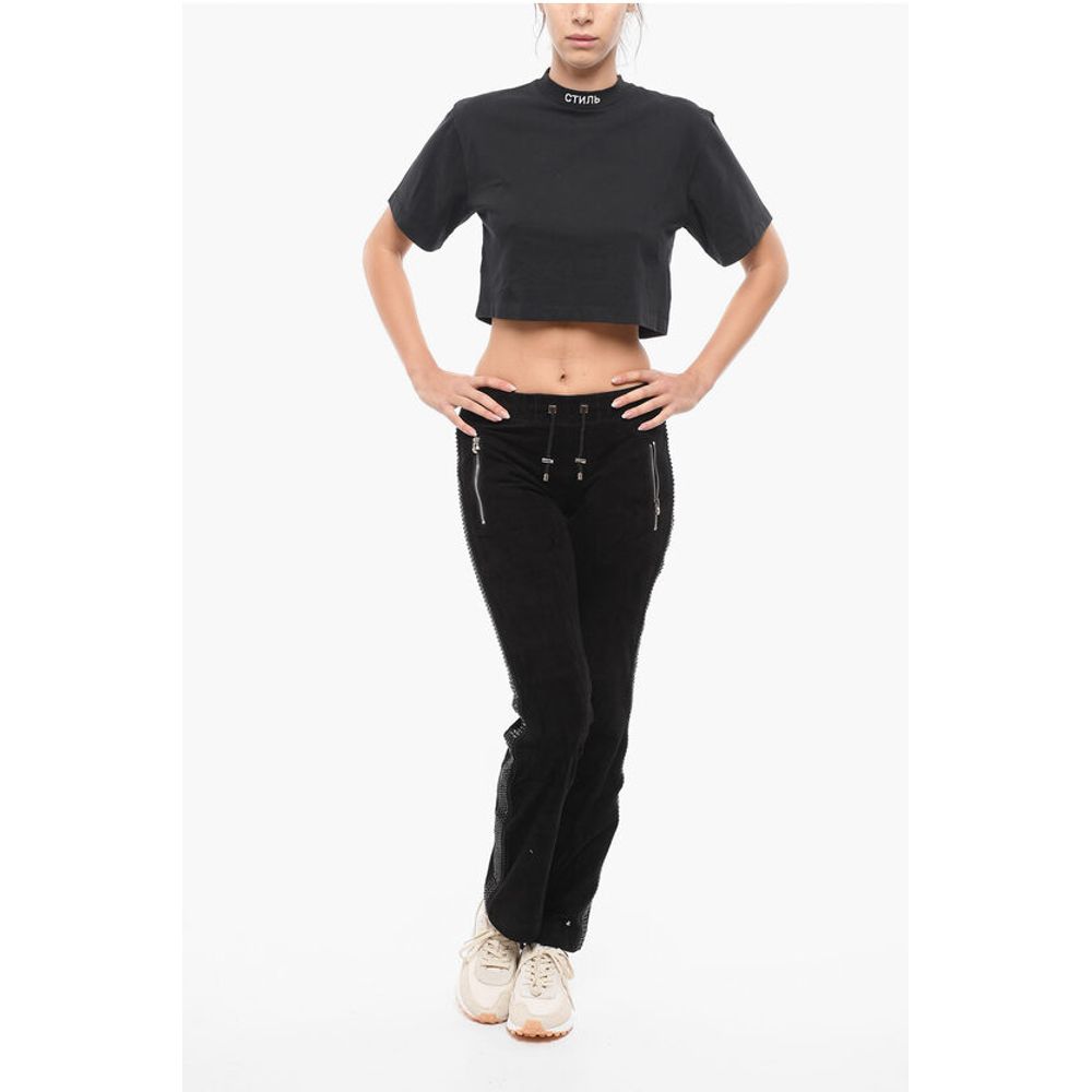 Philipp Plein Suede TOO GOOD Sweatpants with Crystals