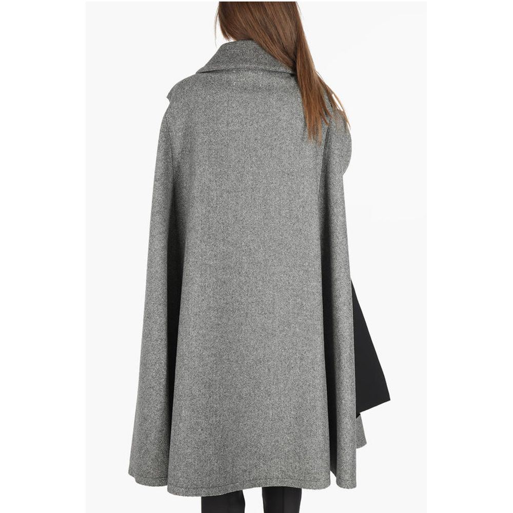 Maison Margiela MM0 plain herringbone cape with cut out details