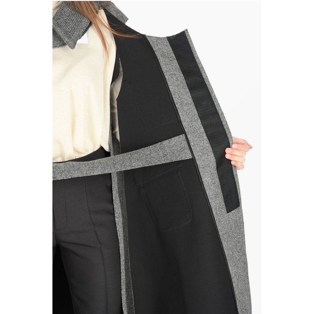 Maison Margiela MM0 plain herringbone cape with cut out details