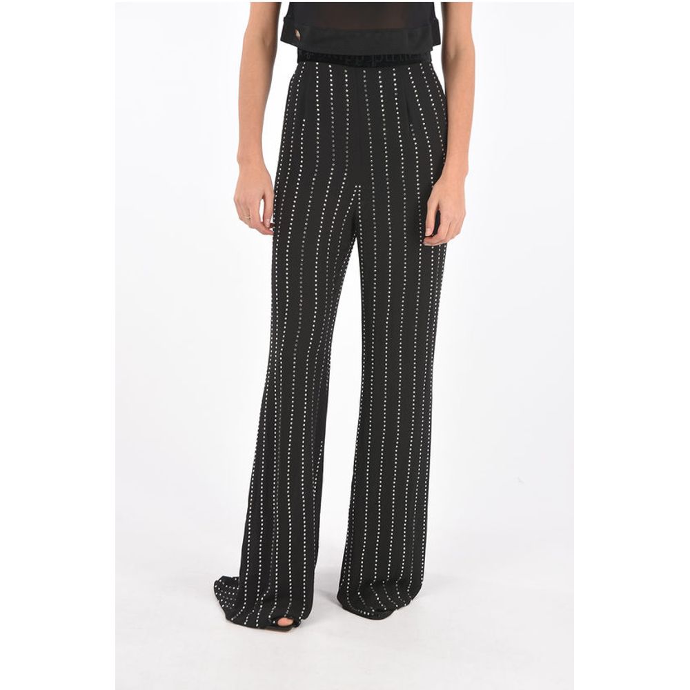 Philipp Plein COUTURE crystal all over high rise waist palazzo pants