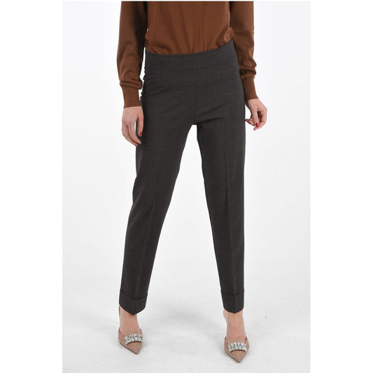 Avenue Montaigne district check cuffed hem trousers