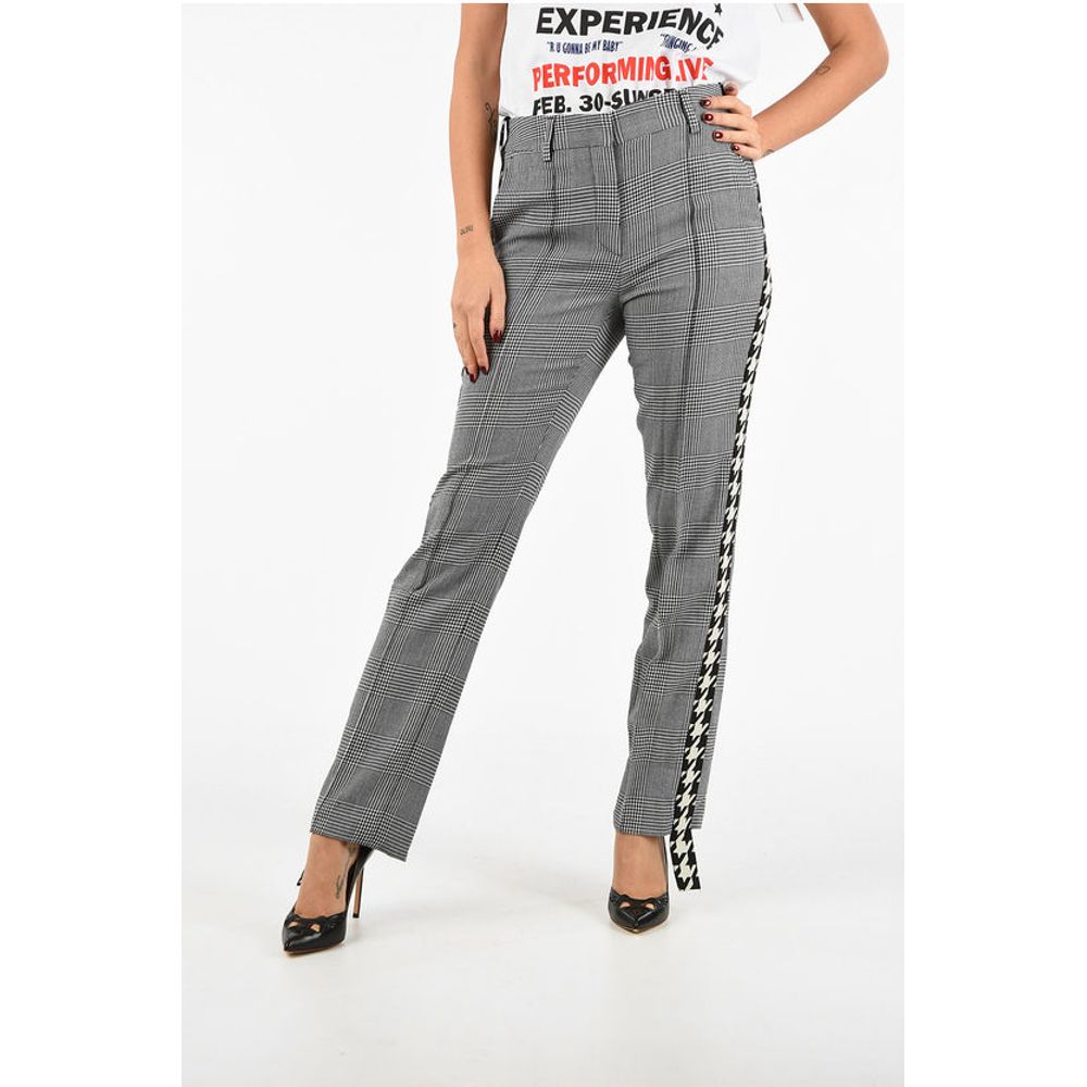 Off-White Virgin Wool Pied de Poule Print Trousers