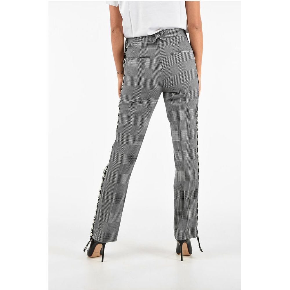 Off-White Virgin Wool Pied de Poule Print Trousers