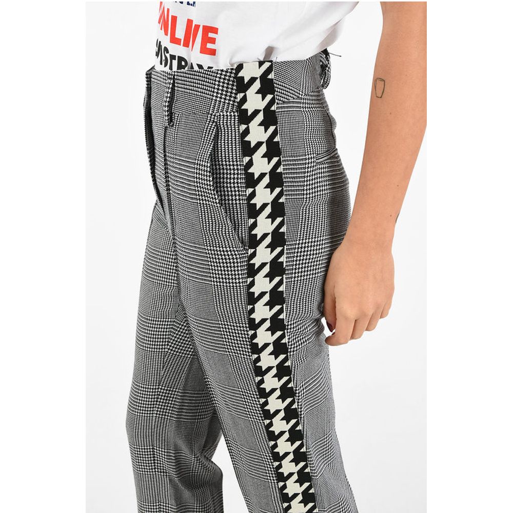 Off-White Virgin Wool Pied de Poule Print Trousers