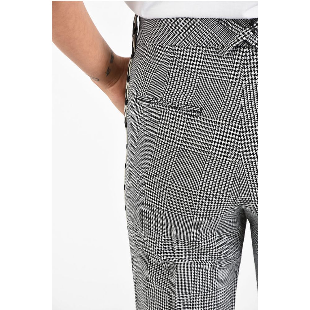 Off-White Virgin Wool Pied de Poule Print Trousers